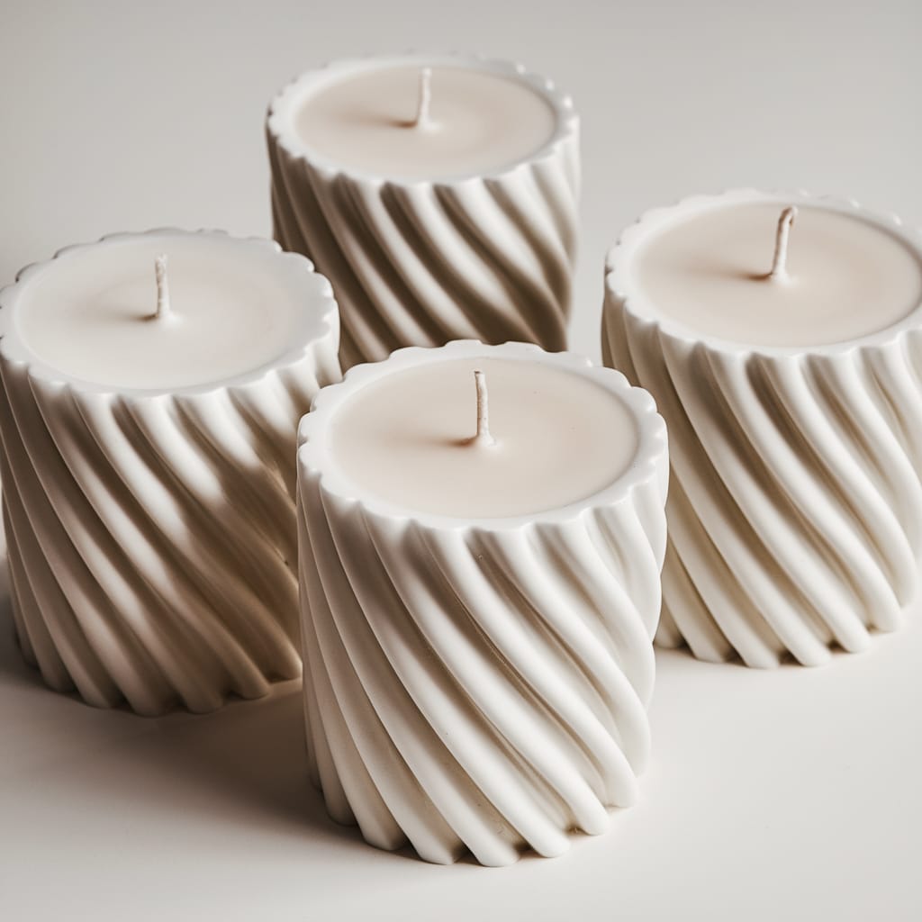 4Pcs Luxurious Ribbed Pillar Candles (2"x 4")
