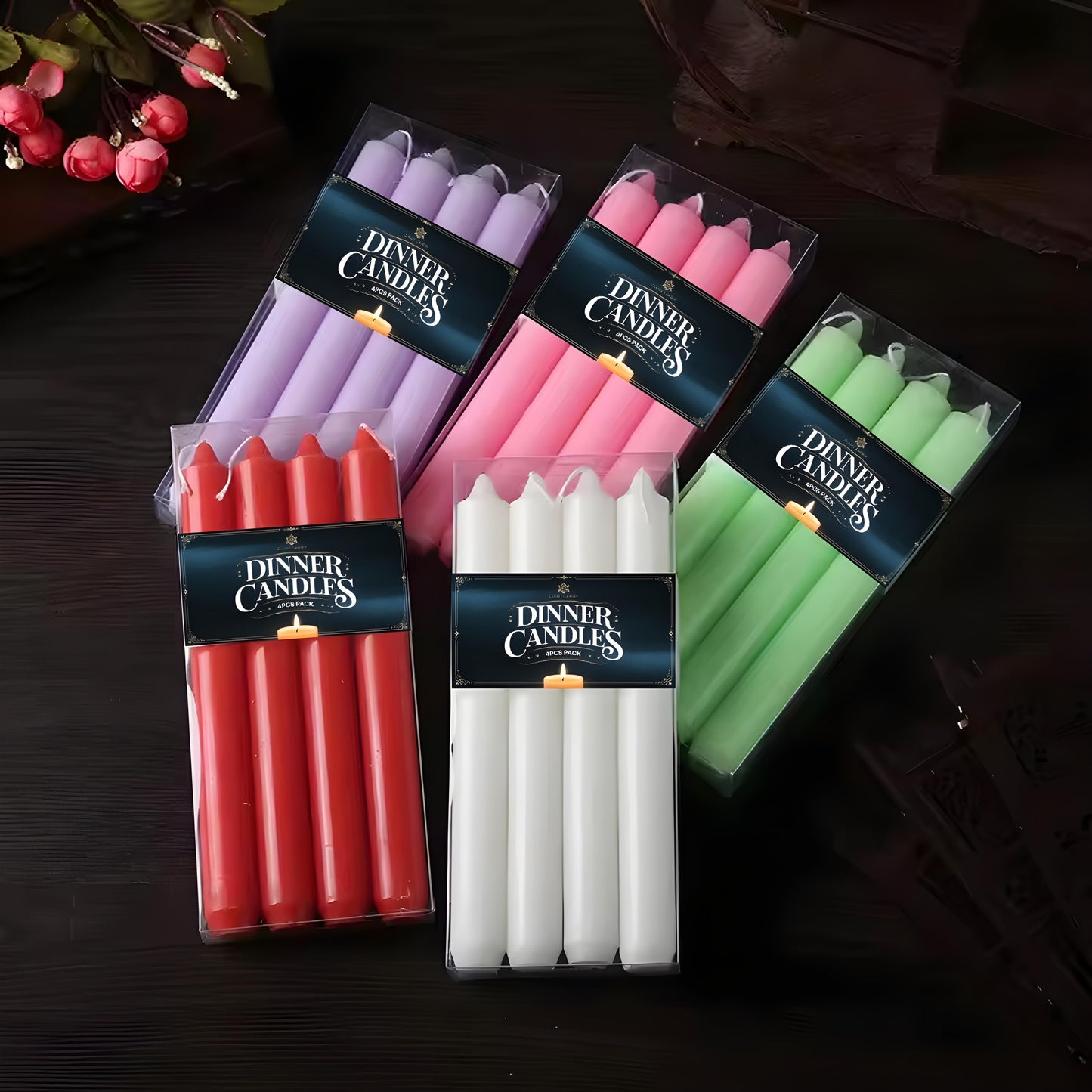 Set of 4 Elegant 7-Inch Dinner Candles for Ambiance and Dining