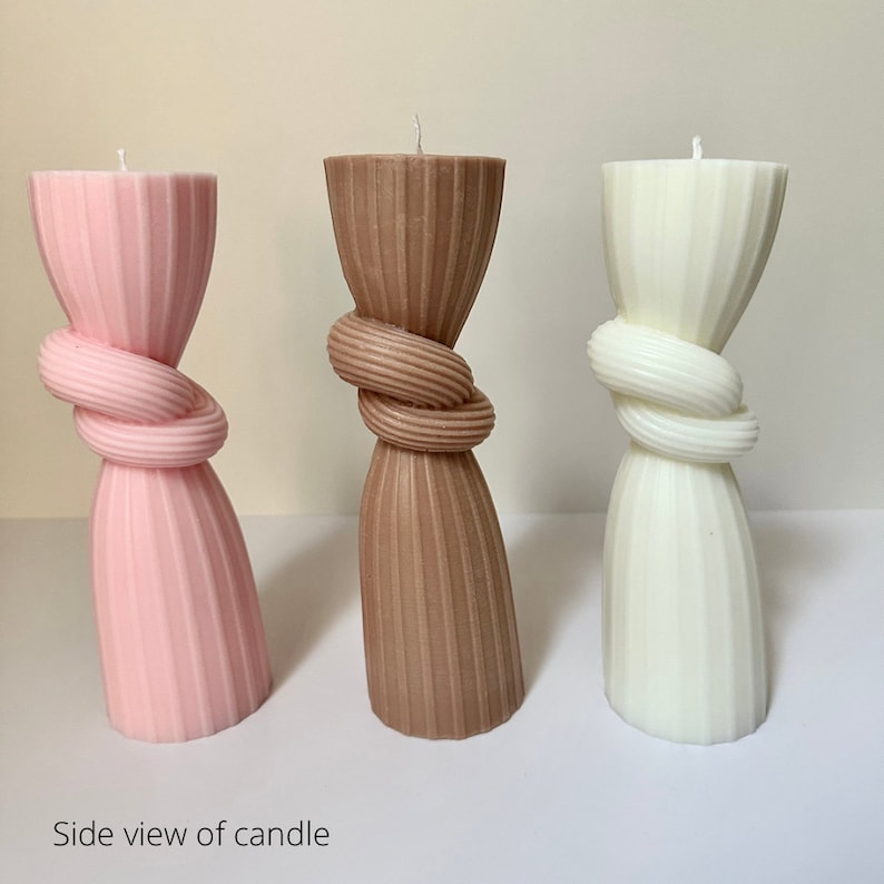 3-Pack Knot Pillar Candles (5.9" x 2.16") – Unique Design for Elegant Décor