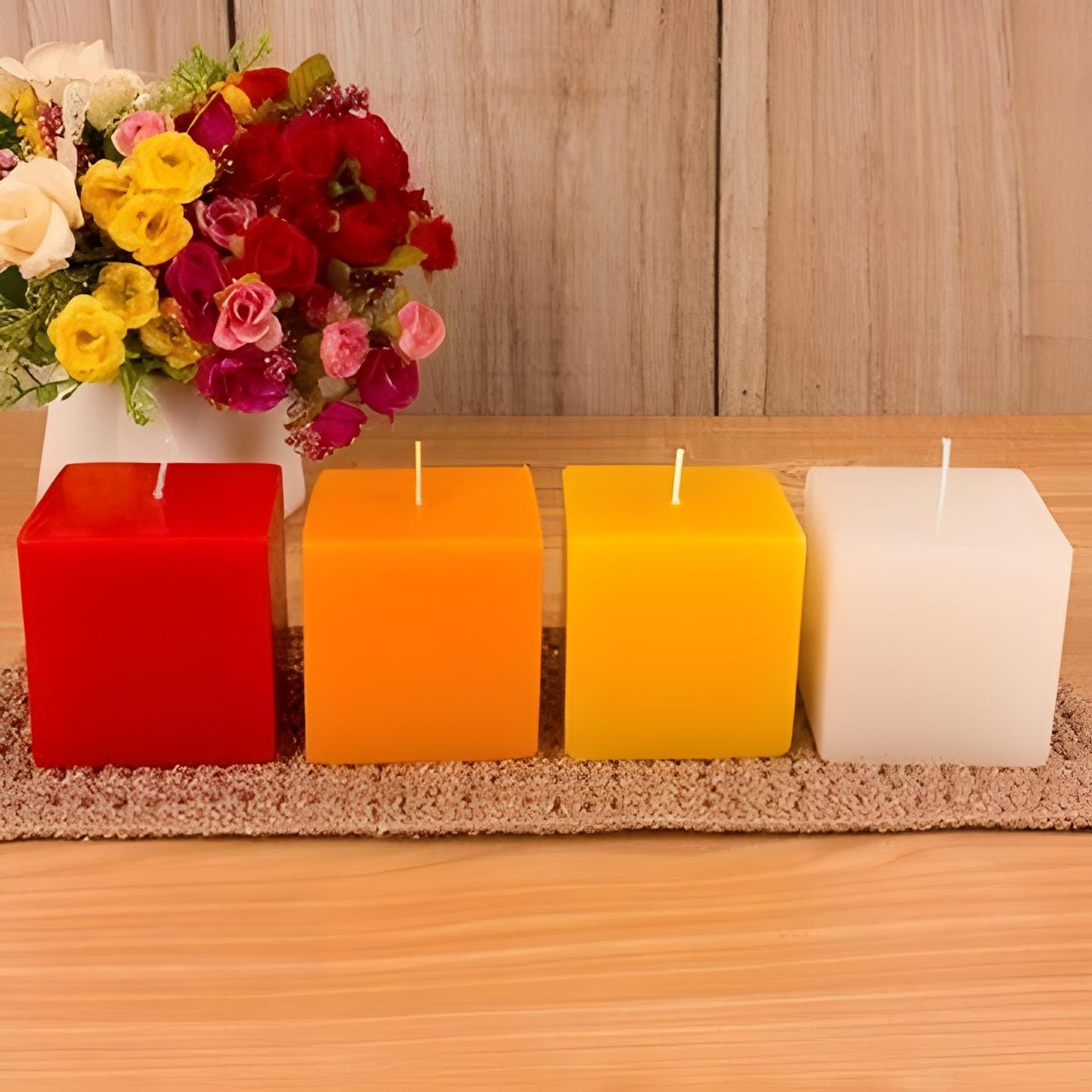 Set of 4 Square Candles (2 x 1.2 inches) - Elegant and Minimalist Decor