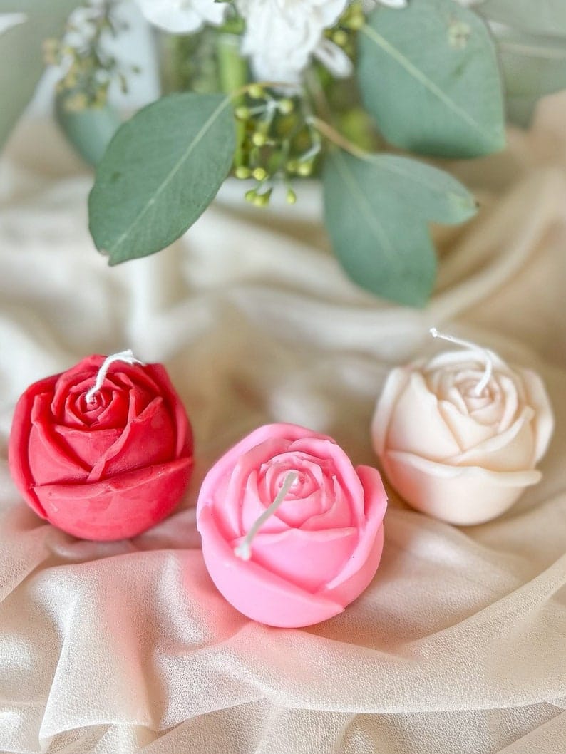Valentine's Day 4-Piece Scented Flower Candle Set