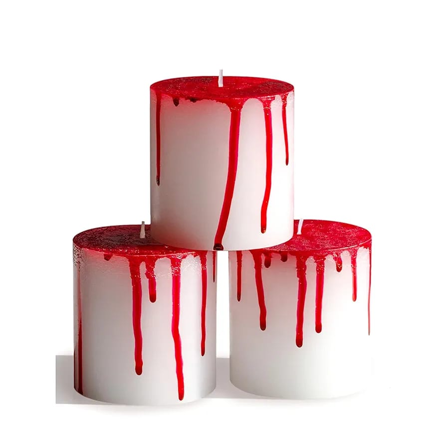 3Pcs Spooky Red Drip Candle Size (3x3)