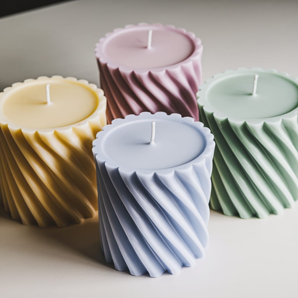 4Pcs Luxurious Ribbed Pillar Candles (2"x 4")