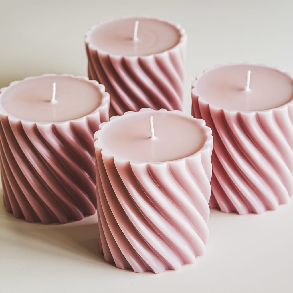 4Pcs Luxurious Ribbed Pillar Candles (2"x 4")