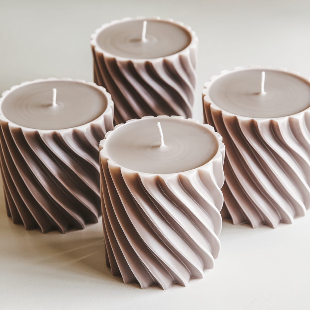 4Pcs Luxurious Ribbed Pillar Candles (2"x 4")