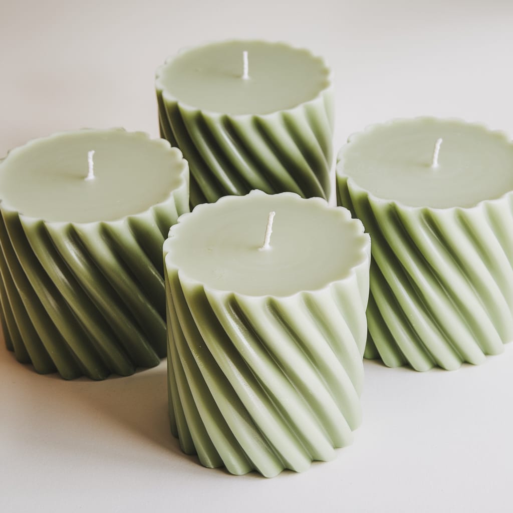 4Pcs Luxurious Ribbed Pillar Candles (2"x 4")