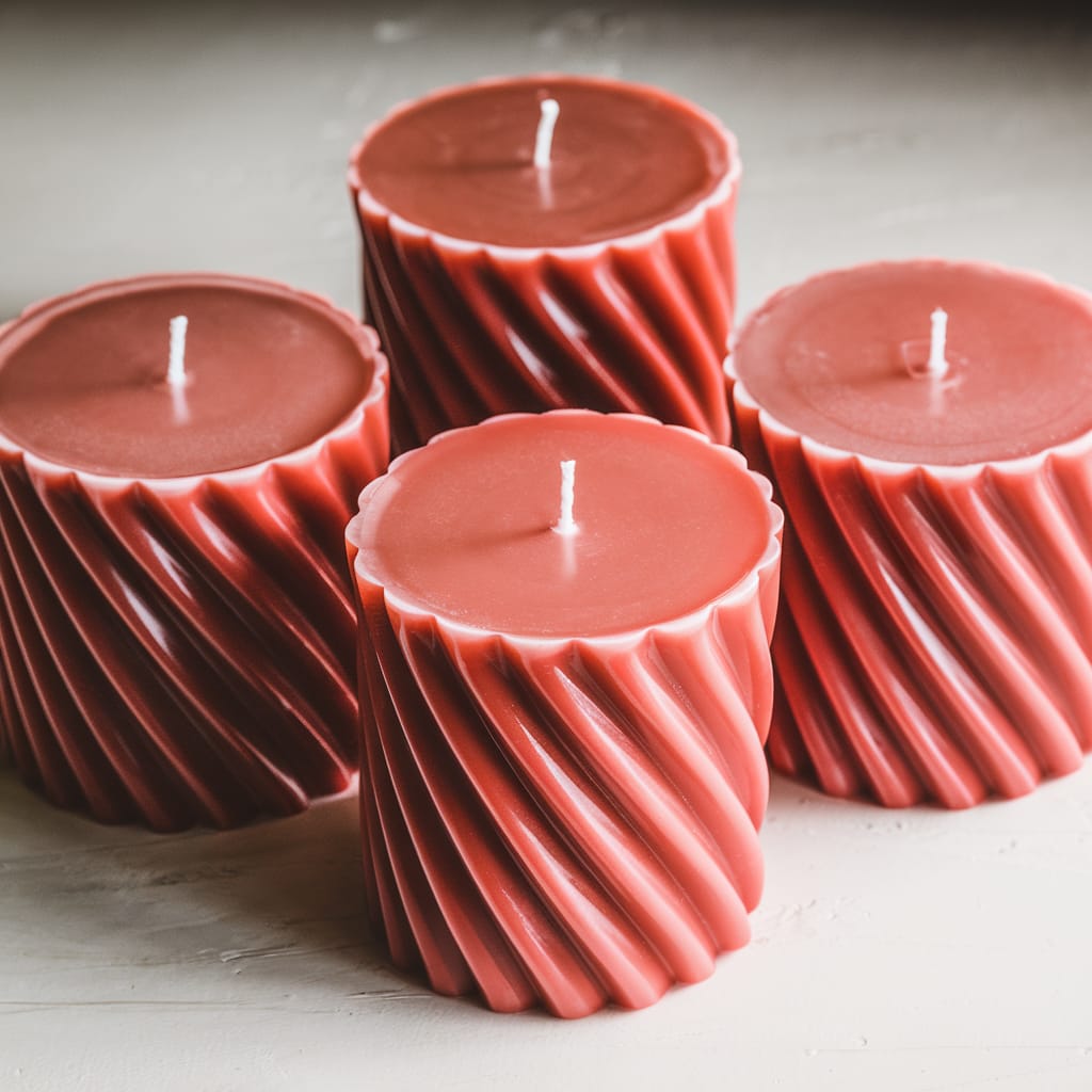 4Pcs Luxurious Ribbed Pillar Candles (2"x 4")