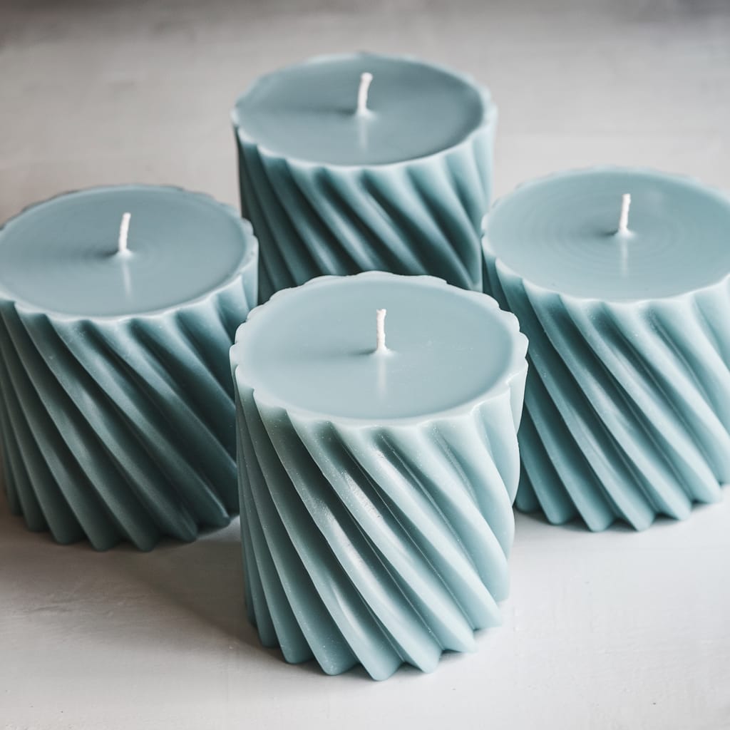4Pcs Luxurious Ribbed Pillar Candles (2"x 4")