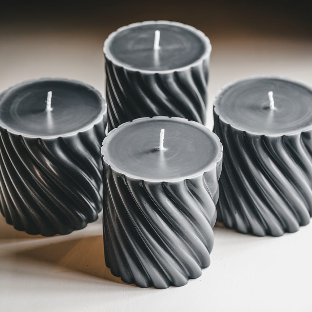 4Pcs Luxurious Ribbed Pillar Candles (2"x 4")
