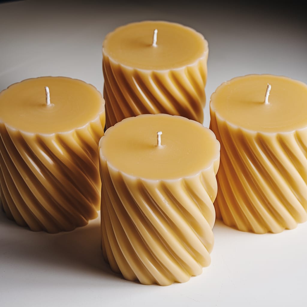 4Pcs Luxurious Ribbed Pillar Candles (2"x 4")