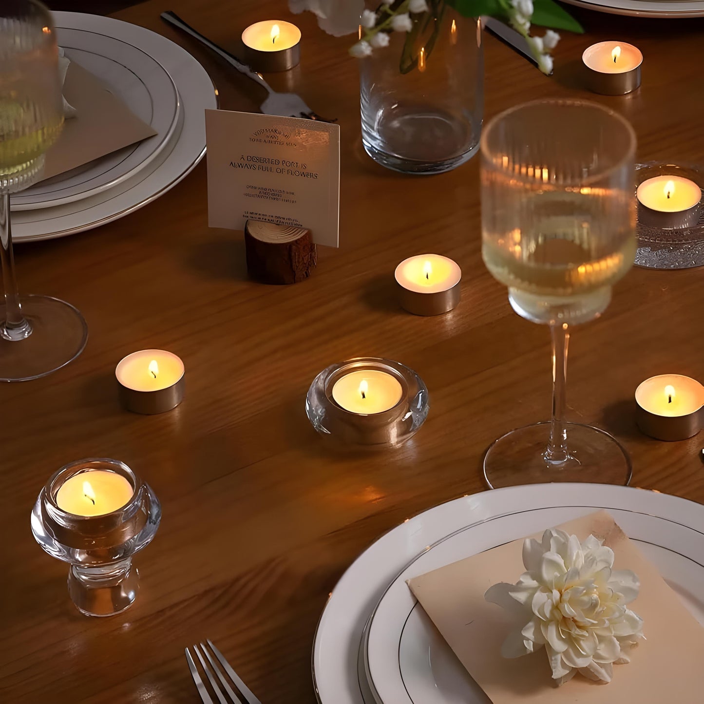 50Pcs Premium Long-Burning Tealight Candles (4 Hours Burning Time)