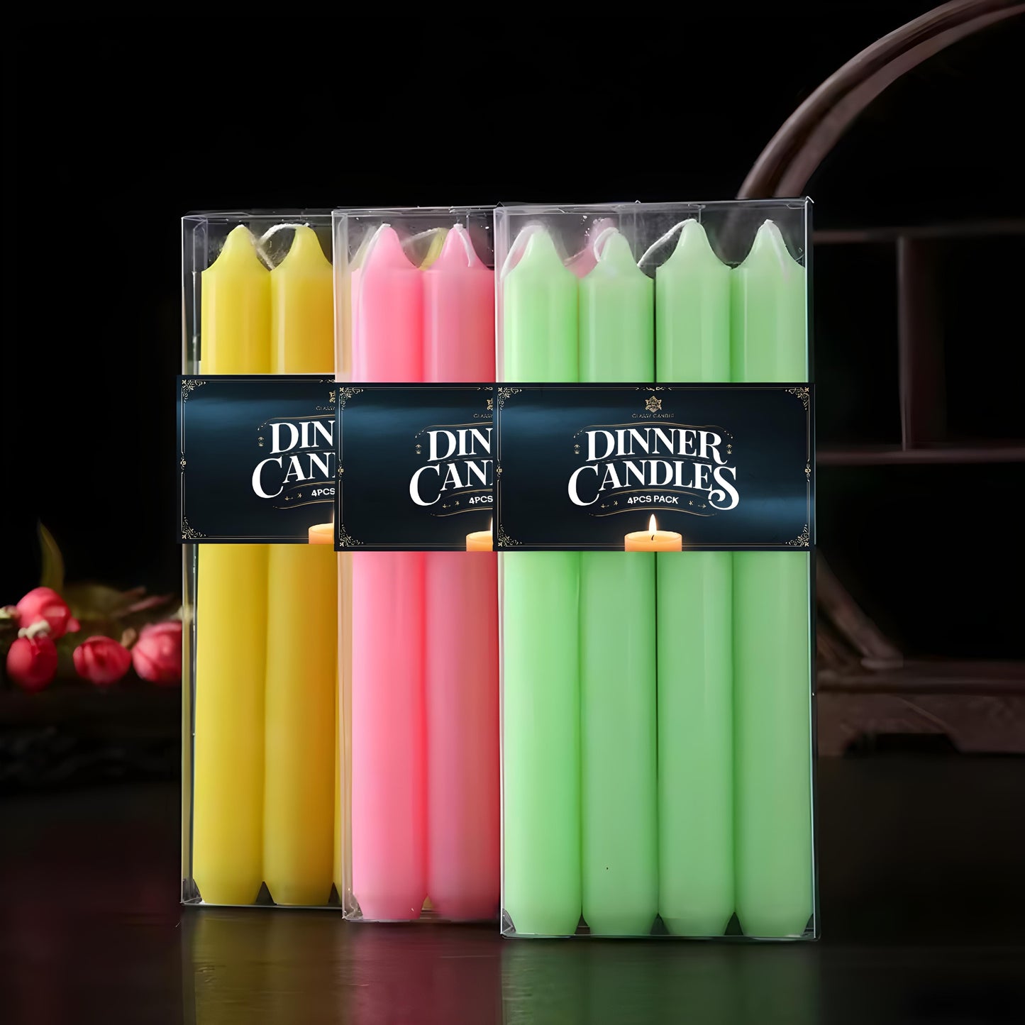 Set of 4 Elegant 7-Inch Dinner Candles for Ambiance and Dining