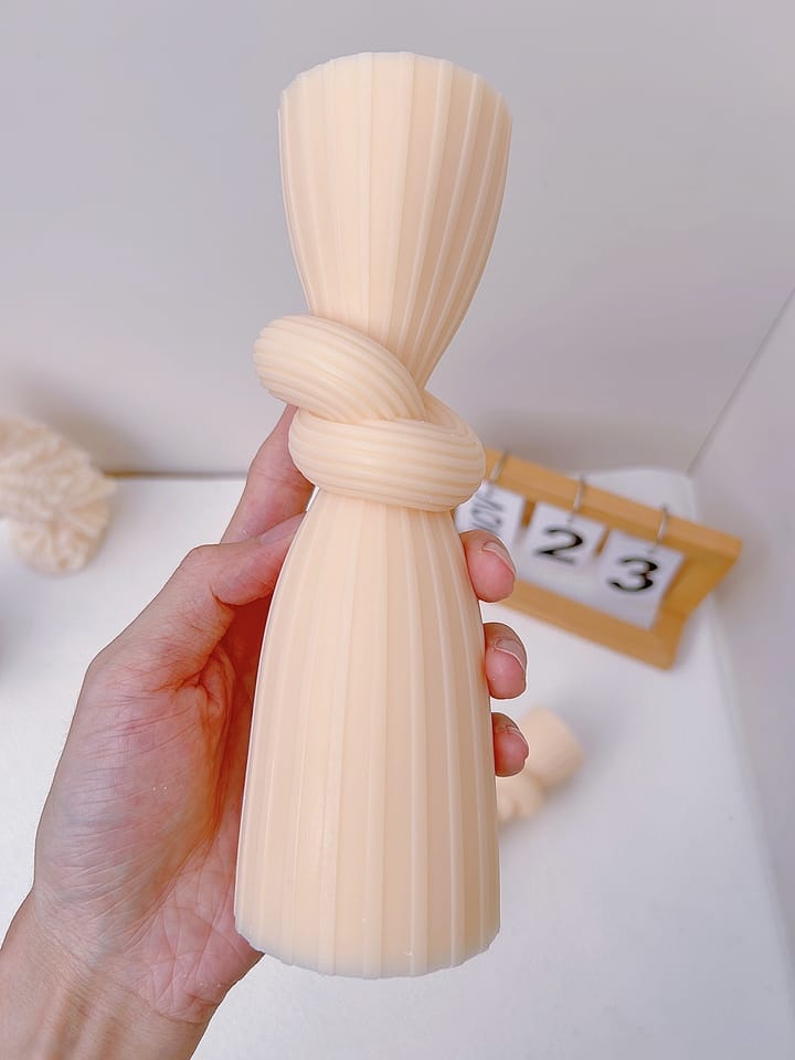 3-Pack Knot Pillar Candles (5.9" x 2.16") – Unique Design for Elegant Décor