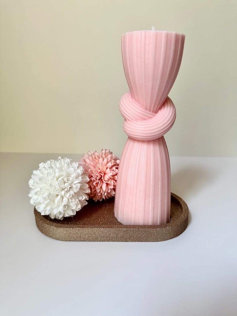 3-Pack Knot Pillar Candles (5.9" x 2.16") – Unique Design for Elegant Décor