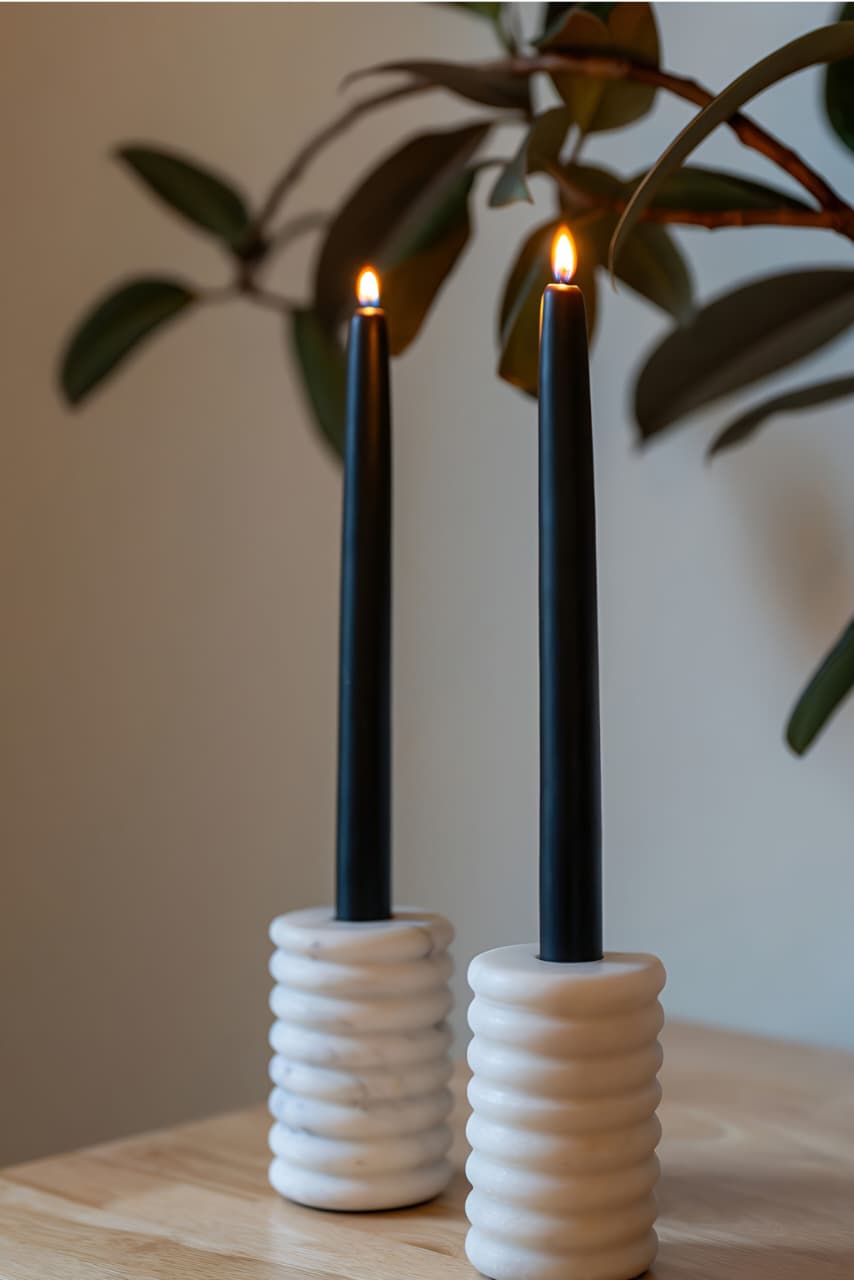 Elegant Pendant Necklace & Black Candle Set – 4 Pcs Combo