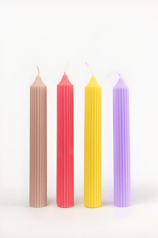 5Pcs Ribbbed Dinner Candles Size (7")