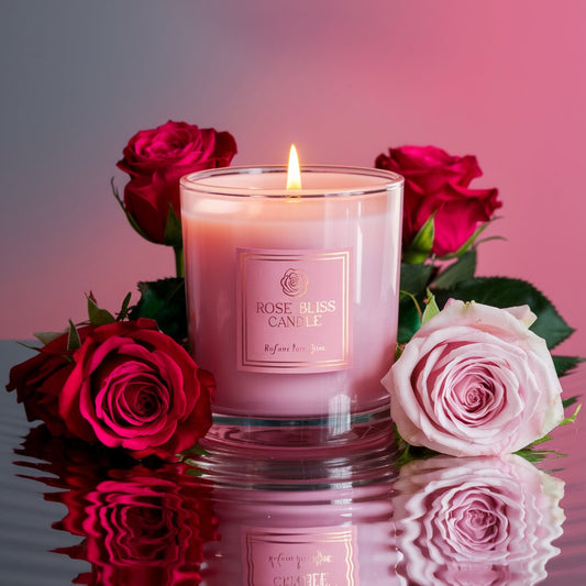 Pink Rose Bliss Scented Candle - 250g Soy Wax Blend