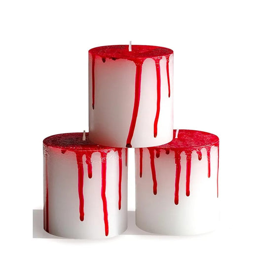 3Pcs Spooky Red Drip Candle Size (3x3)