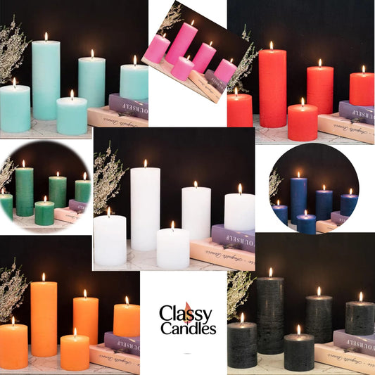 4Pcs Beautiful Pillar Candles Set Size (3x3) (3x4) (3x6) (3x9)