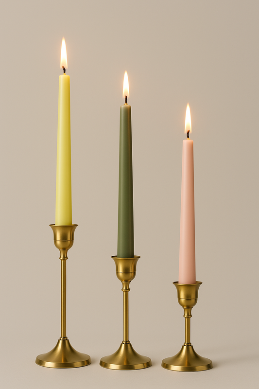 Complete Combo Pack – 6 Taper Candles With 3 Metal Stands